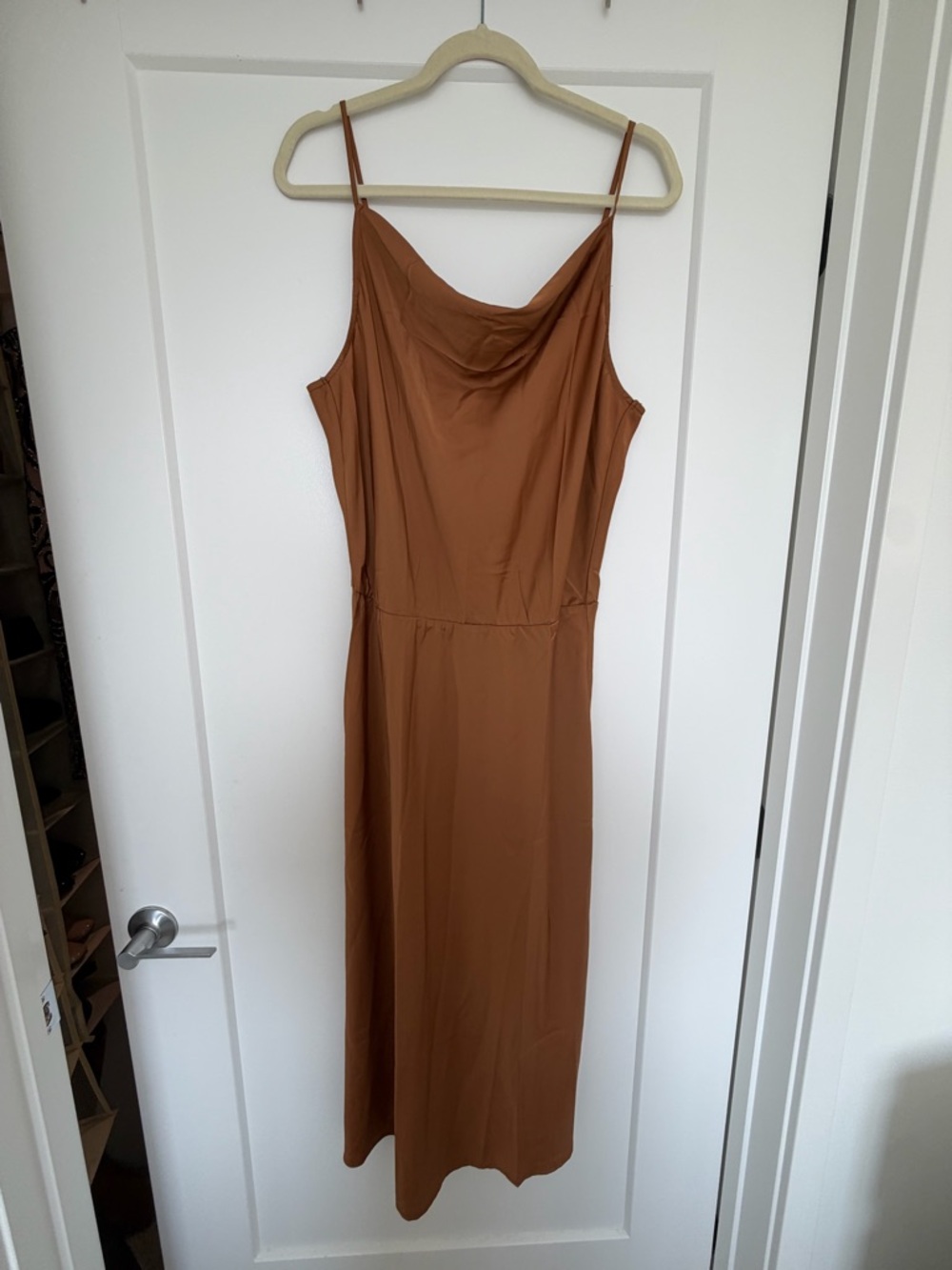 Slip Midi Dress in Rust Brown